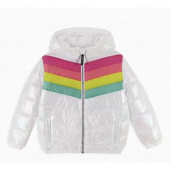NEW ANDY & EVAN kids' chevron metallic puffer jacket